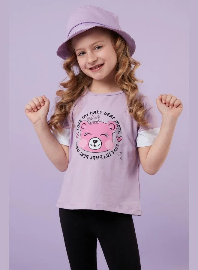 Lela Lela Cotton Printed Crew Neck T Shirt Girl T-Shirt 6211038