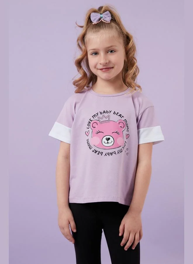 Lela Lela Cotton Printed Crew Neck T Shirt Girl T-Shirt 6211038