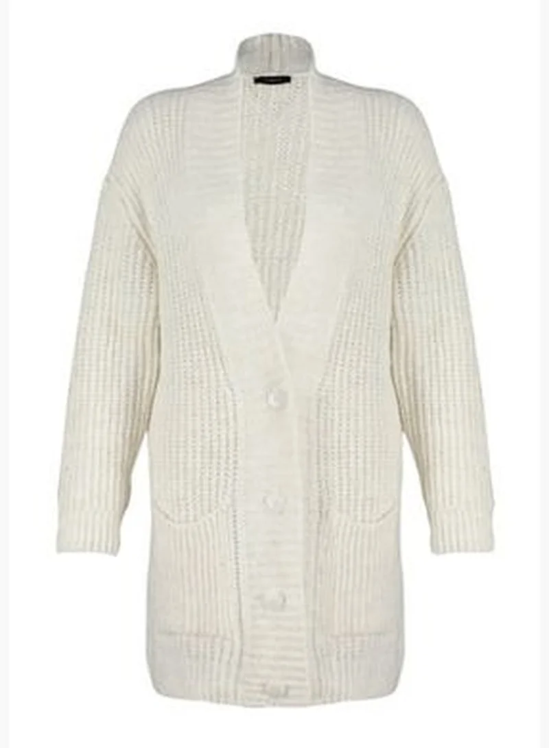 trendyol Wide fit Ecru Soft-Water Knitwear Cardigan TWOAW24HI00105.