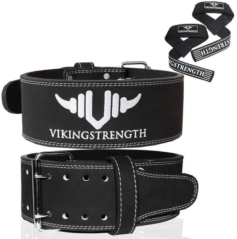 Vikingstrength Premium Weight Lifting Belt with Lifting Straps, Gym Weightlifting Belt for Men and Women, perfect for Squat, Powerlifting, Crossfit and Deadlifting (3XL) - Image 1