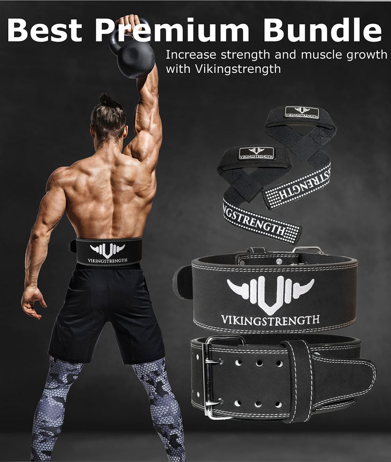 Vikingstrength Premium Weight Lifting Belt with Lifting Straps, Gym Weightlifting Belt for Men and Women, perfect for Squat, Powerlifting, Crossfit and Deadlifting (3XL) - Image 3