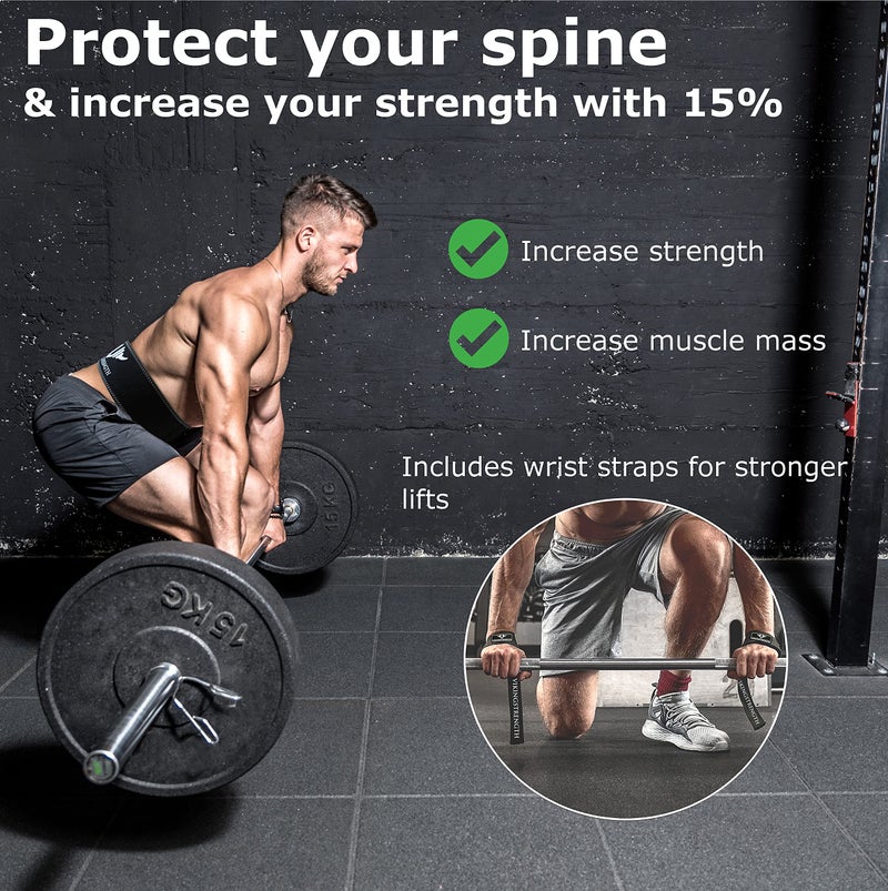 Vikingstrength Premium Weight Lifting Belt with Lifting Straps, Gym Weightlifting Belt for Men and Women, perfect for Squat, Powerlifting, Crossfit and Deadlifting (3XL) - Image 2