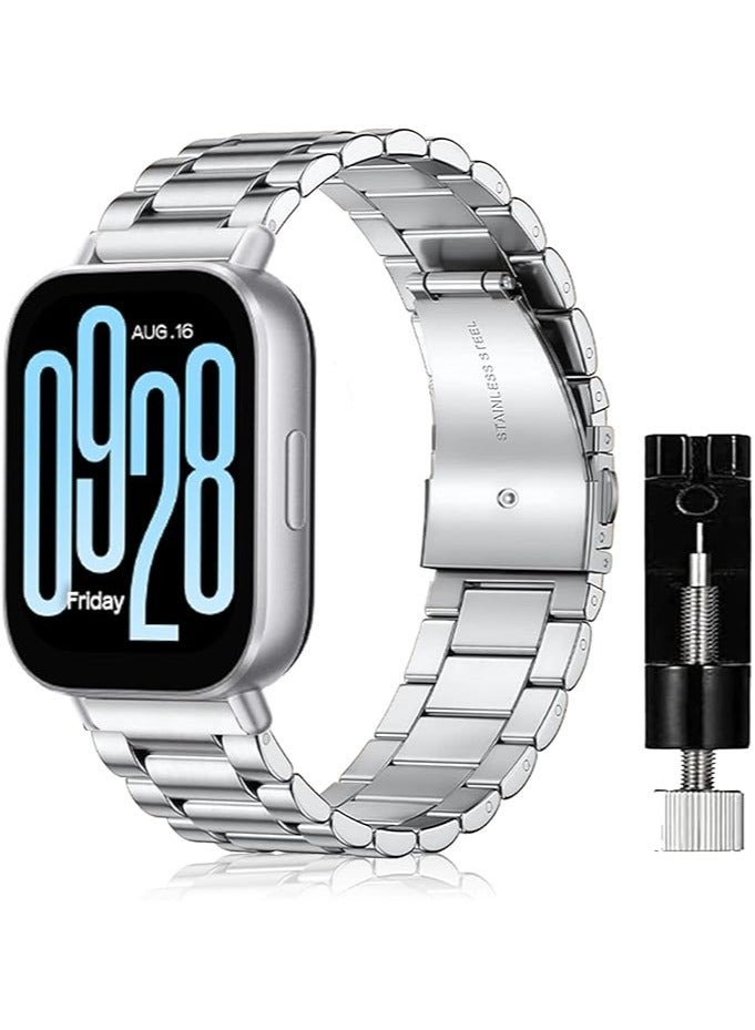 Strap for Xiaomi Redmi Watch 5 Active, [Stainless Steel Replacement Bracelet] [Wear-Resistant] [Corrosion Resistance], Band for Xiaomi Redmi Watch 5 Active - Silver - Image 2