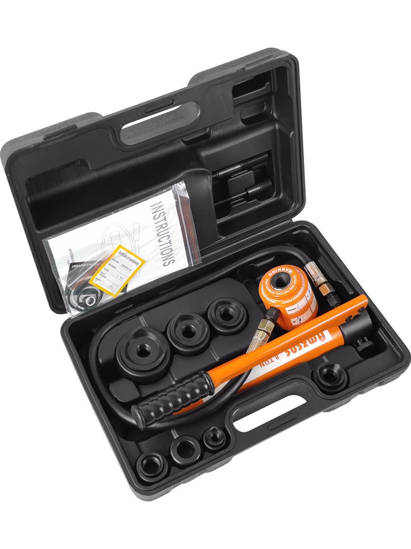 AMZCNC 8 Ton 1/2" to 2" Hydraulic Knockout Punch Driver Tool Kit Electrical Conduit Hole Cutter Set KO Tool Kit with 6 Dies Hole Complete Tool (Knockout Punches) (8T（1/2"~2"）) - Image 5