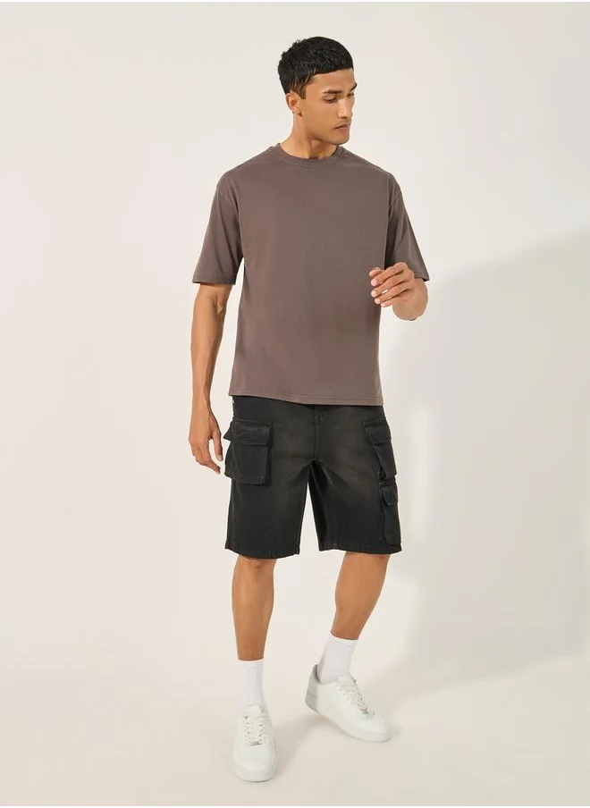 ستايلي Styli Acid Washed Oversized Shorts with Cargo Pocket