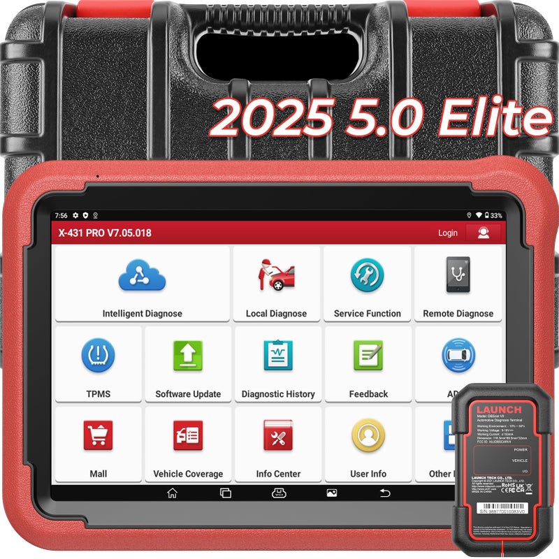 Launch أداة المسح ثنائية الاتجاه LAUNCH X431 PROS V 50 مع موصل DBSCar VII الذي تم إصداره حديثًا لعام 2025، 38 إعادة تعيين لجميع السيارات، ترميز ECU عبر الإنترنت، AutoAuth FCA، دليل VAG، تحديث مجاني لمدة عامين