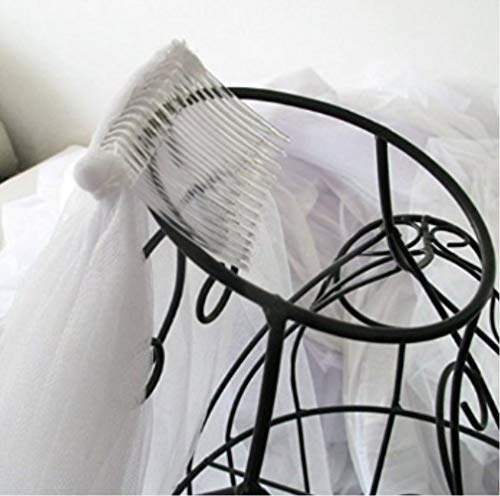 ZIYAN White Double Ribbon Edge Center Cascade Bridal Wedding Veil with Comb - Image 4