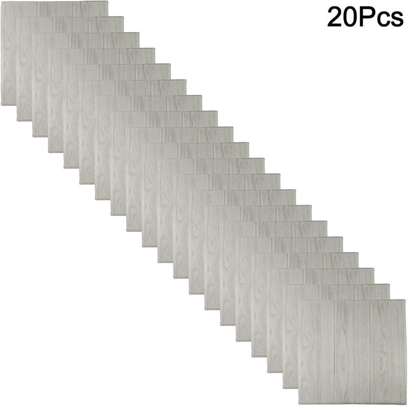 White Oak 3D Tile Stone Brick Wall Sticker 20 PCS Soft Foam Panels Self Adhesive Peel and Stick Decor - Image 5