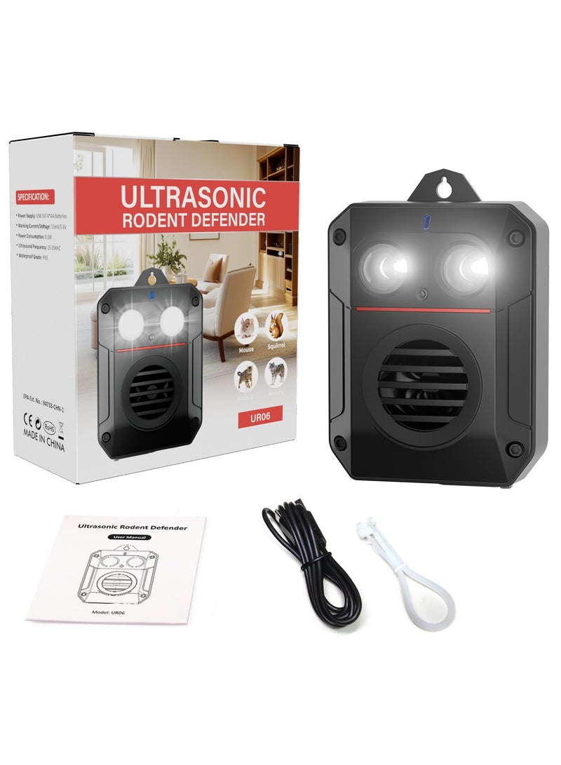 Generic Car Rodent Repellent Under Hood Ultrasonic Rat Repellent with Strobe Light,Mouse Deterrent to Keeping Rodents Out of Car,3 Power Supply Squirrel  - Image 1