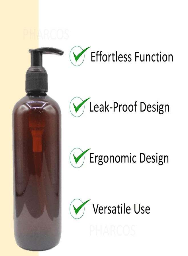 Pharcos 5pcs Amber Plastic Pump Bottles with Black Dispenser - 300ml| Elegant Refillable Bottles for Liquid Soap, Shampoo,Conditioner and Oils. - Image 2