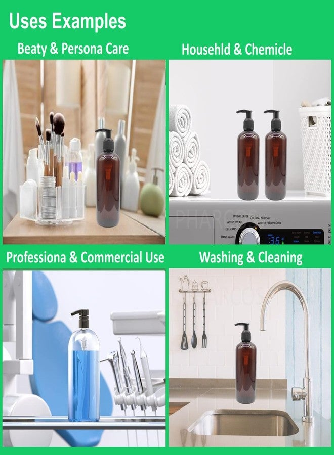 Pharcos 5pcs Amber Plastic Pump Bottles with Black Dispenser - 300ml| Elegant Refillable Bottles for Liquid Soap, Shampoo,Conditioner and Oils. - Image 5