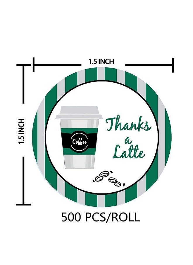 Besttile - Thanks A Latte Stickers1.5 Inch Customer Appreciation Labels For Favors Bagsenvelope Sealsgoodie Bagssuitable For Small Businesscafe500 Pcs Per Roll - Image 1