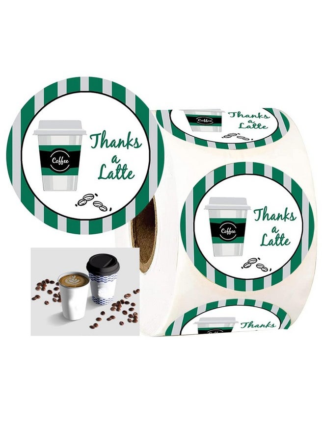 Besttile - Thanks A Latte Stickers1.5 Inch Customer Appreciation Labels For Favors Bagsenvelope Sealsgoodie Bagssuitable For Small Businesscafe500 Pcs Per Roll - Image 1