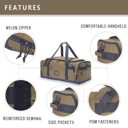 VEAGIA Large Duffle Bag for Travel - Men & Women, Foldable Gym Duffle Backpack, Heavy Duty Tactical Military Canvas Duffel Bags, Extra Big Carry On with Shoe Pockets, Waterproof (80L/103L) - Image 3