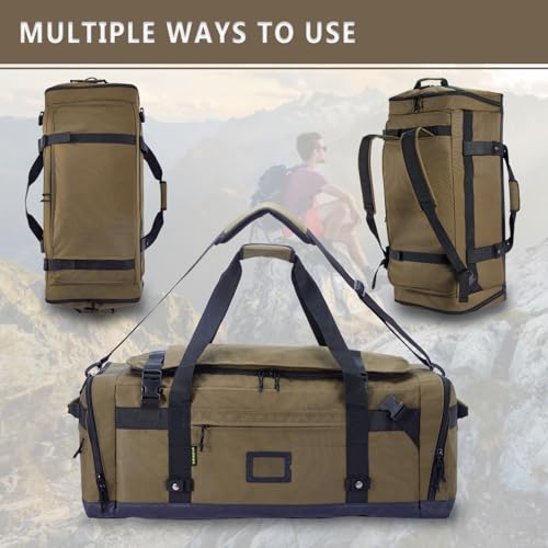 VEAGIA Large Duffle Bag for Travel - Men & Women, Foldable Gym Duffle Backpack, Heavy Duty Tactical Military Canvas Duffel Bags, Extra Big Carry On with Shoe Pockets, Waterproof (80L/103L) - Image 4