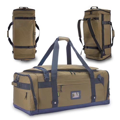 VEAGIA Large Duffle Bag for Travel - Men & Women, Foldable Gym Duffle Backpack, Heavy Duty Tactical Military Canvas Duffel Bags, Extra Big Carry On with Shoe Pockets, Waterproof (80L/103L) - Image 1