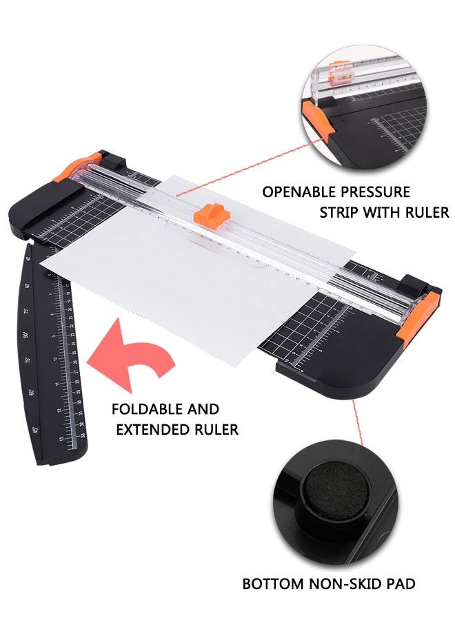 HOOTO Paper Cutter Guillotine Trimmer - Craft & Office Tool with Automatic Safety Blade, Side Ruler for Cardstock, Coupons, Photos, Labels (Black) - Image 5