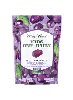 MegaFood, Kids One Daily, Multivitamin Soft Chews, Grape, 30 Individually Wrapped Soft Chews