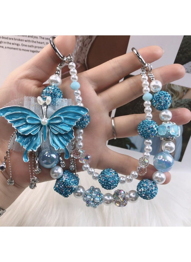 Generic - Tassel Butterfly Mobile Phone Chain Heavy Industry Diamond Double Layer Mobile Phone Pendant Joker Bag Chain Live Explosions-Specifications:A-1015 - Image 1