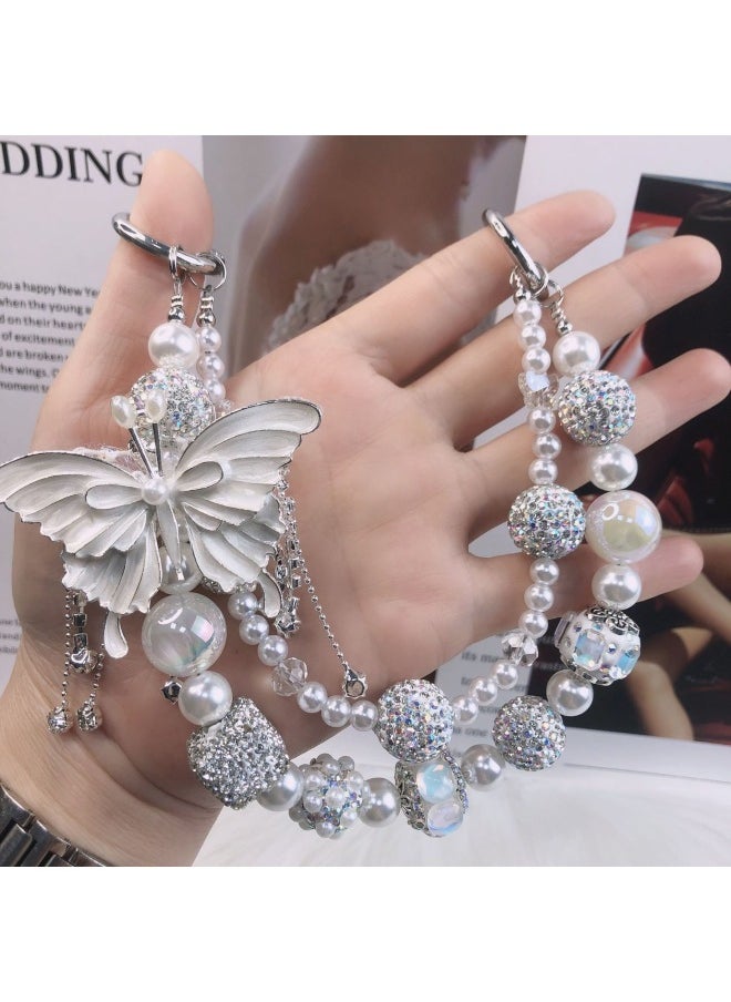 Generic - Tassel Butterfly Mobile Phone Chain Heavy Industry Diamond Double Layer Mobile Phone Pendant Joker Bag Chain Live Explosions-Specifications:A-1015 - Image 1