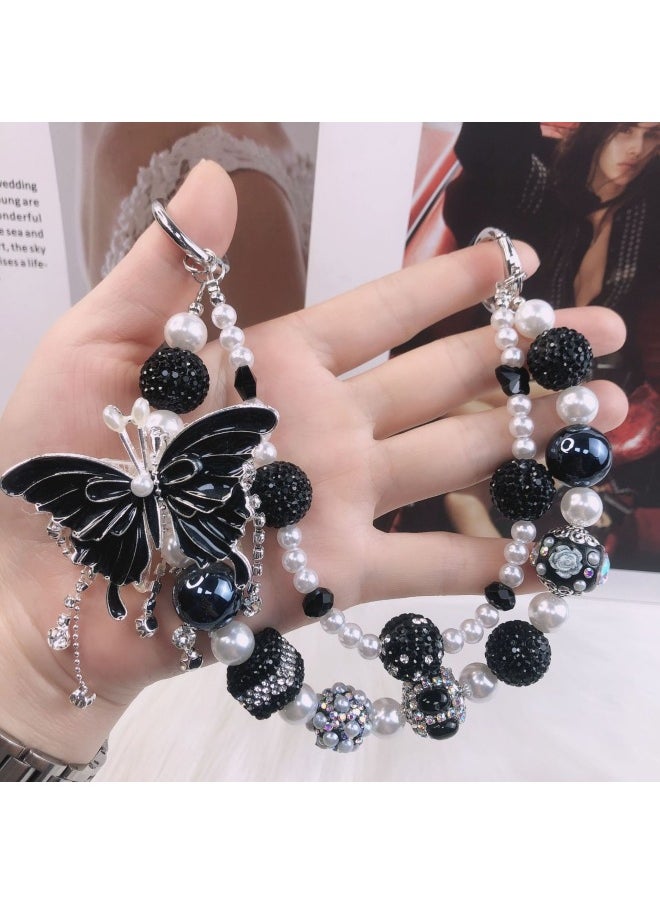 Generic - Tassel Butterfly Mobile Phone Chain Heavy Industry Diamond Double Layer Mobile Phone Pendant Joker Bag Chain Live Explosions-Specifications:A-1015 - Image 1