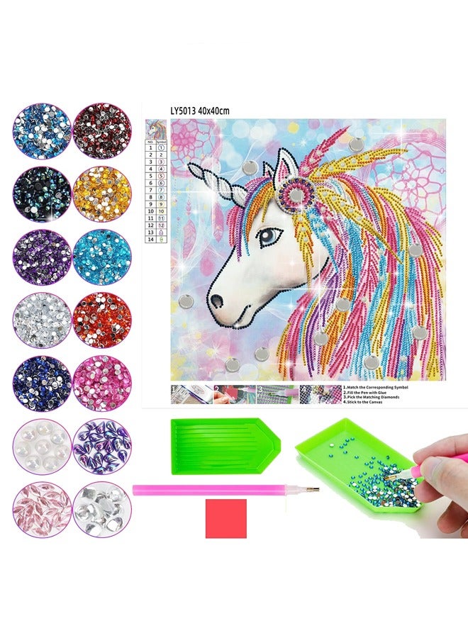 Rainbow DIY Unicorn Diamond Painting Decoration Kit 5D Art Decoration Kit Is Suitable For Beginners, Adults, And Children, With Full Diamond Paint With Diamonds, Crystal Diamonds, And Desktop Decoration. - Image 1