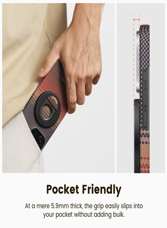 PITAKA MagSafe Phone Grip, 360 Degree Rotation Magnetic Phone Grip Compatible with iPhone 17/16/15/14/13/12 [MagEZ Grip 3, Black] - Image 4