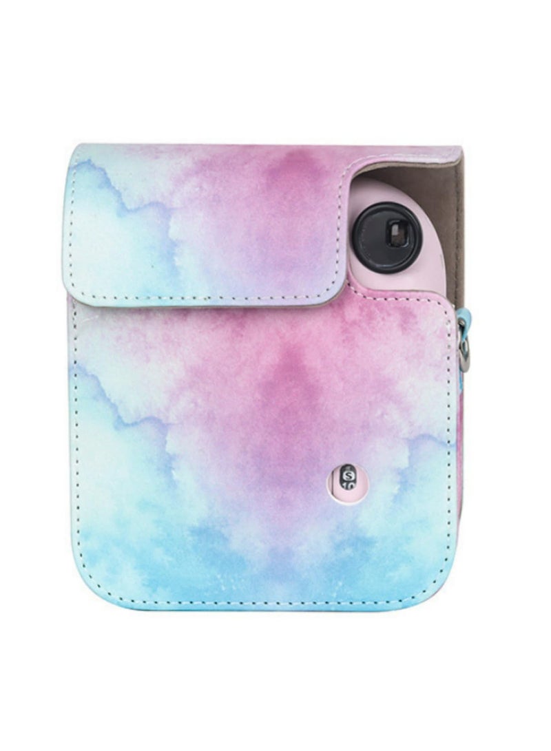1Pack for Instax Mini 12 PU Leather Case Cove Instant Camera Retro Oil Paint Protective Shoulder Bag for Fujifilm Mini 12 Accessories Blue Pink - Image 4