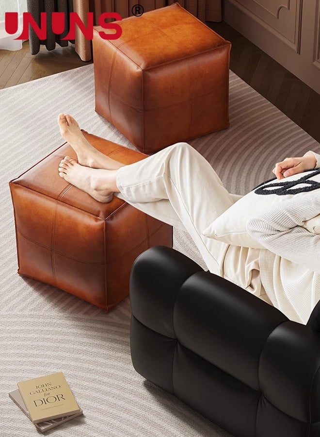 UNUNS Storage Benches,Faux Leather Brown Foldable Storage Orgnazier with Zipper,Storage Bench Cushion,Multifunctional Cushion Stool,Storage Folding Cushion Footrest  for Clothes,Sheet,Toys,Bedroom, Hallway,Living Room,45*45*40cmV - Image 5