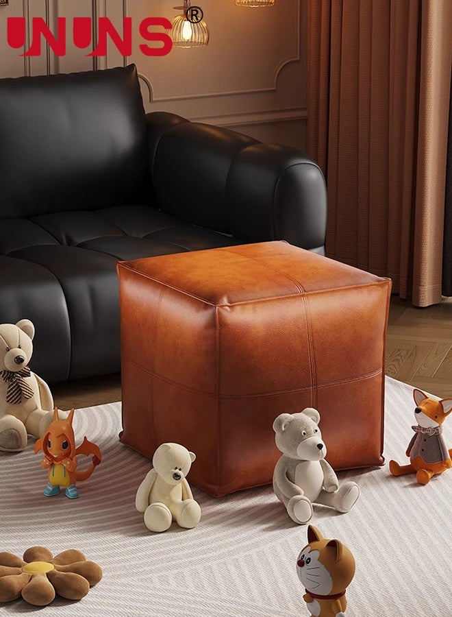 UNUNS Storage Benches,Faux Leather Brown Foldable Storage Orgnazier with Zipper,Storage Bench Cushion,Multifunctional Cushion Stool,Storage Folding Cushion Footrest  for Clothes,Sheet,Toys,Bedroom, Hallway,Living Room,45*45*40cmV - Image 4