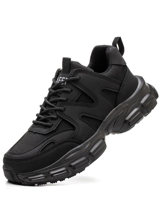 AUXDIQ Safety Trainers Women's Steel Toe Cap Trainers Lightweight Safety Shoes for Women Breathable Work Boots Black  - Image 1