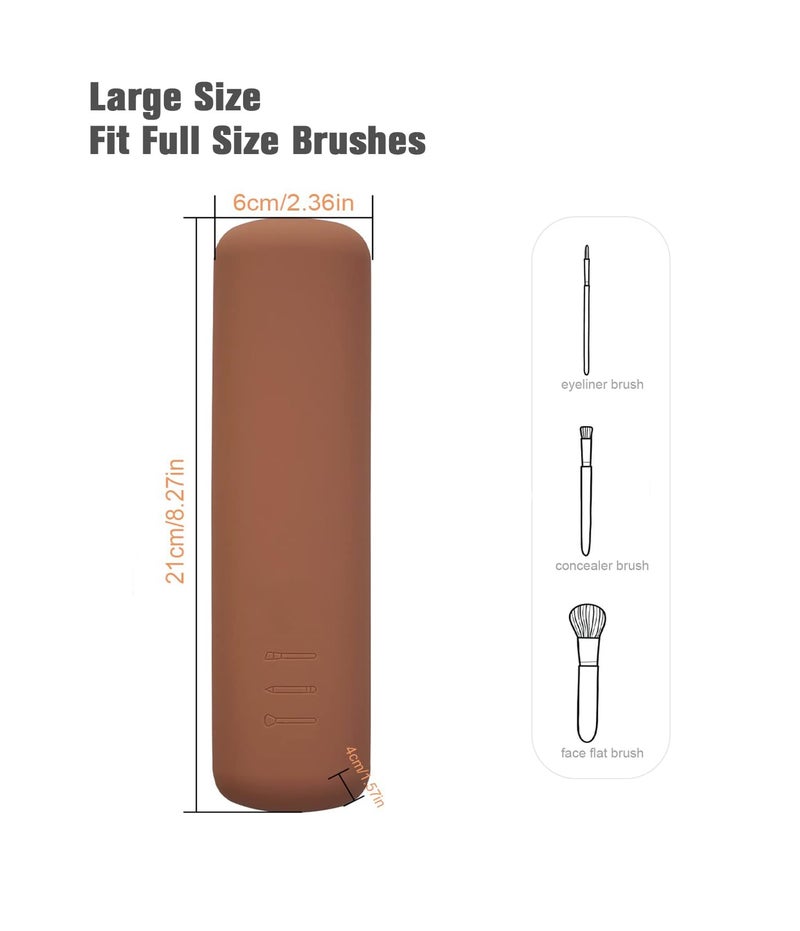 INOVERA (LABEL) Silicone Makeup Brush Holder - Cosmetic Face Brushes Pouch - Magnetic Anti-Fall Out Makeup Organizer for Travel Dark Brown 6 cm Width - Image 2
