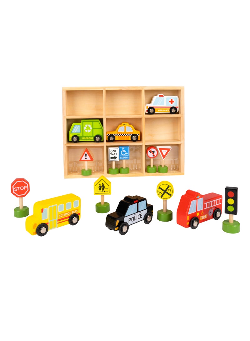 بوندز مجموعة سيارات خشبية وإشارات مرور من فن ترايب | ألعاب للأولاد والبنات | ألعاب مناسبة لسجاد اللعب | مجموعة ألعاب سيارات للأطفال | آمنة للعب | لا تحتاج لشاشات | ألعاب أنشطة تعليمية وتدريبية - Image 3