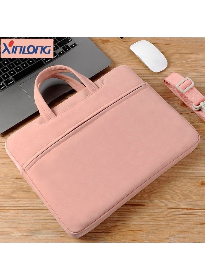 XIN-LONG Leather Shoulder Laptop Bag Large Capacity Portable Laptop Bag 14/15.6 Inch Printed Logo - Image 1