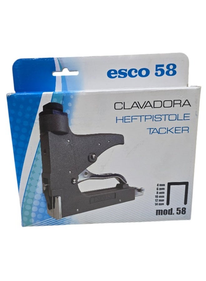 Rapid ESCO 58 Manual Staple Gun – Professional Upholstery 4-14mm, Black/Grey Metal - Image 1