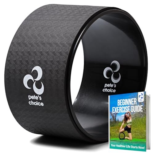 pete's choice Extra Wide Yoga Wheel Safer Comfortable more Stable Back Roller Exercise Guide included Perfect for Beginners Great Back Stretcher Improve posture Large Jumbo Yoga Wheel for back pain - Image 1