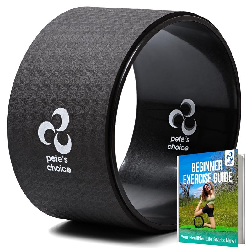 pete's choice Extra Wide Yoga Wheel Safer Comfortable more Stable Back Roller Exercise Guide included Perfect for Beginners Great Back Stretcher Improve posture Large Jumbo Yoga Wheel for back pain - Image 2