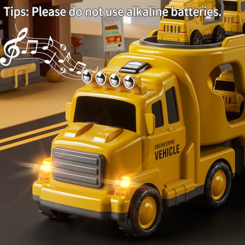 JUKUDAHU Trucks for Toddlers 2-4 Years 1-3 4-8 4-7 Boys Girls, 5 in 1 Construction Carrier Toy Trucks for Kids, Detachable Transport Trailer Toy, 1 Year Old Boy Gifts Birthday Toy - Image 2