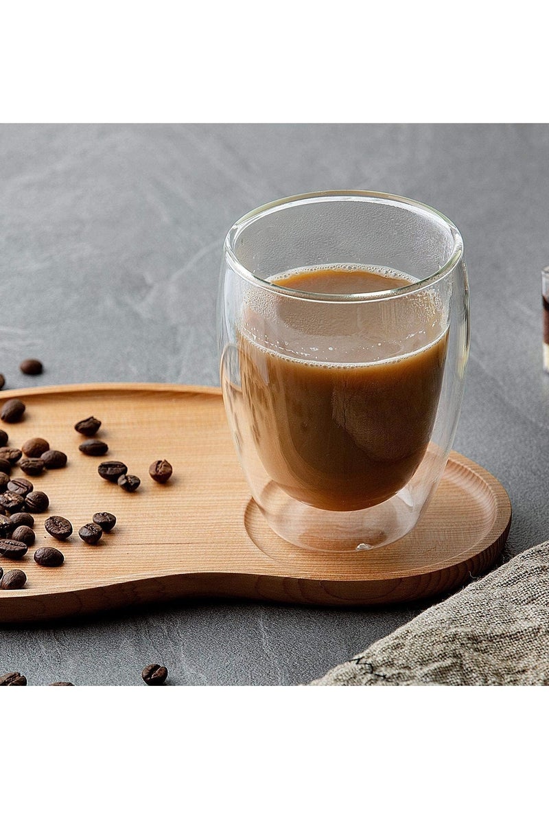 أكواب مزدوجة الجدار سعة 250 مل للقهوة/الشاي، كوب زجاجي صغير للإسبريسو، مجموعة من 6 أكواب قهوة مثالية للكابتشينو واللاتيه والشاي التركي والحليب والمشروبات الأخرى - Image 5