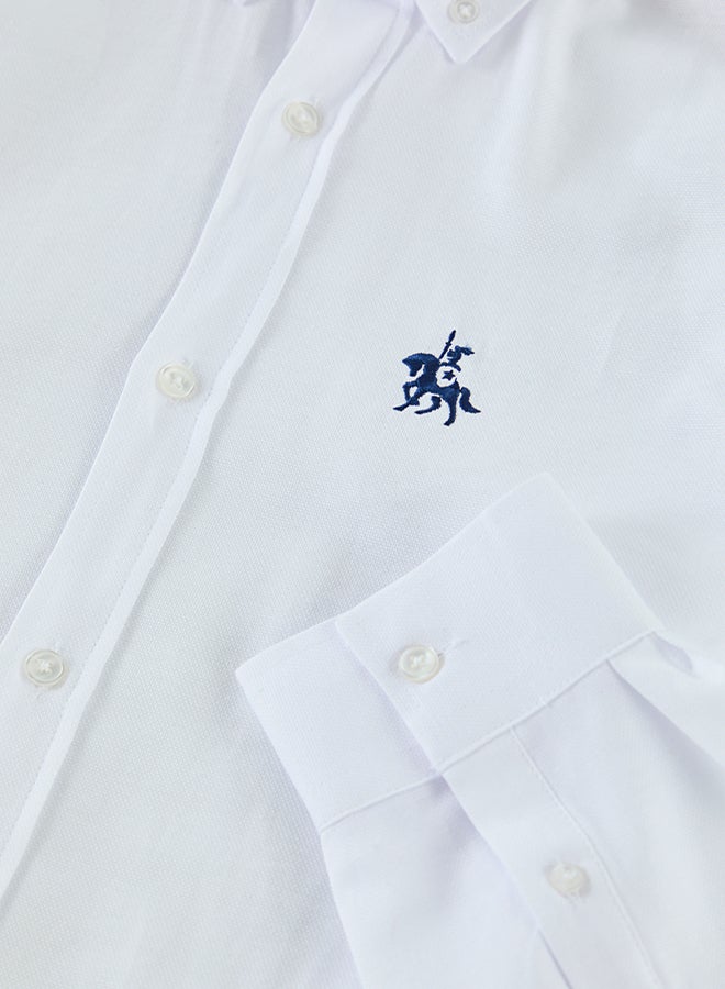 trendyol White Regular Fit Embroidered Detail Oxford Smart Shirt - Image 3