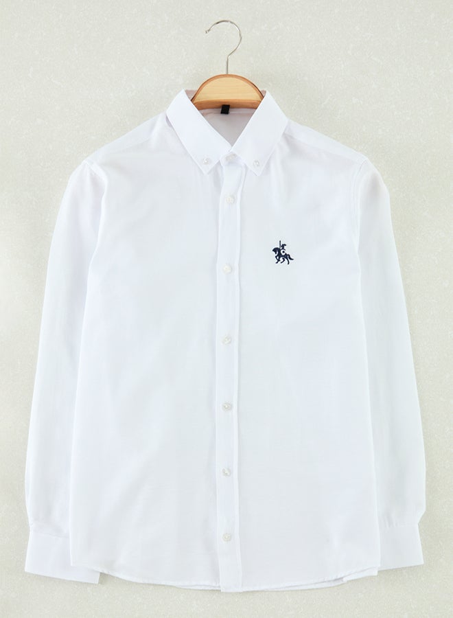 trendyol White Regular Fit Embroidered Detail Oxford Smart Shirt - Image 2