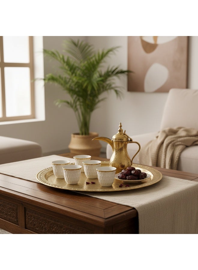 AKDC BAYTIX 12-Piece Ceramic Arabic Coffee Cup Set with Gold Rim | Premium Cawa Cups for Traditional Coffee Service - Image 2
