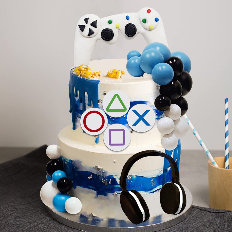 TOSPARTY 30 PCS Video Game Themes Cake Toppers Cake Decoration Headset Cake Decoration Ball Cake Decoration Game Controller Cake Decoration for Birthday Party (White) - Image 3