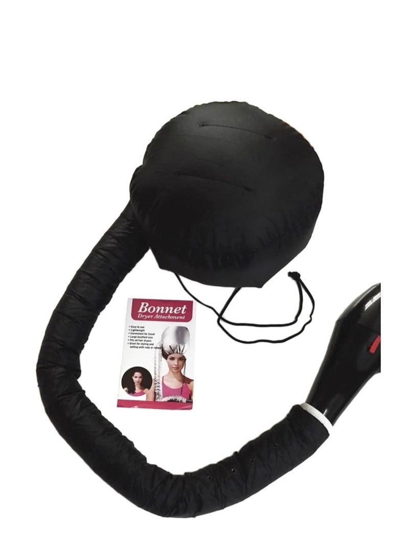 BLUE CORAL Soft Bonnet Hood Hairdryer Attachment, Adjustable Hooded Bonnet for Hand Held Hair Dryer - Drying Styling Curling Deep Conditioning (Black) - Image 2