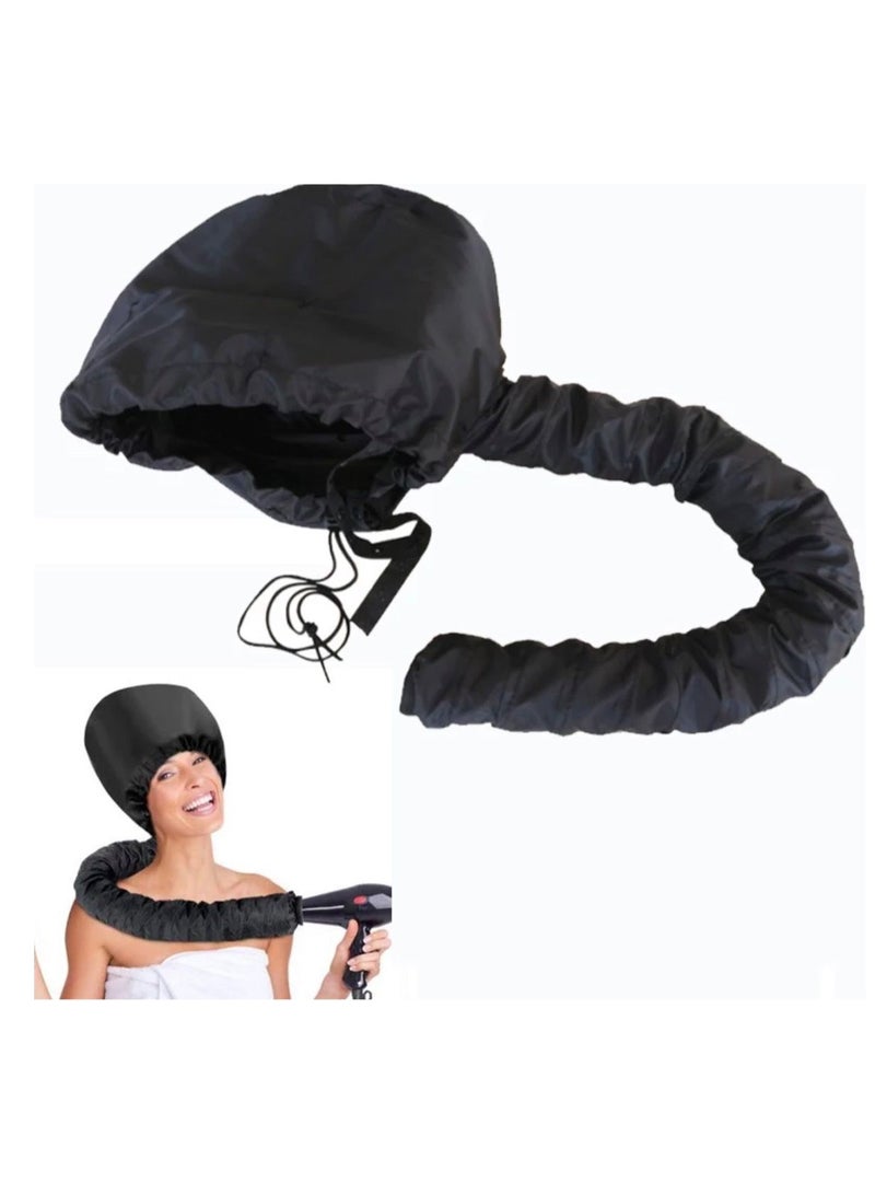 BLUE CORAL Soft Bonnet Hood Hairdryer Attachment, Adjustable Hooded Bonnet for Hand Held Hair Dryer - Drying Styling Curling Deep Conditioning (Black) - Image 1