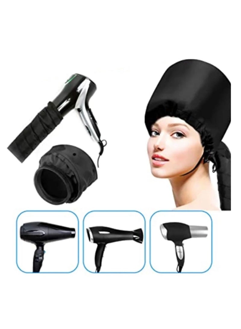 BLUE CORAL Soft Bonnet Hood Hairdryer Attachment, Adjustable Hooded Bonnet for Hand Held Hair Dryer - Drying Styling Curling Deep Conditioning (Black) - Image 3