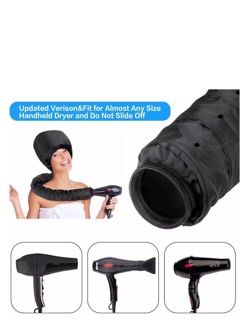 BLUE CORAL Soft Bonnet Hood Hairdryer Attachment, Adjustable Hooded Bonnet for Hand Held Hair Dryer - Drying Styling Curling Deep Conditioning (Black) - Image 4