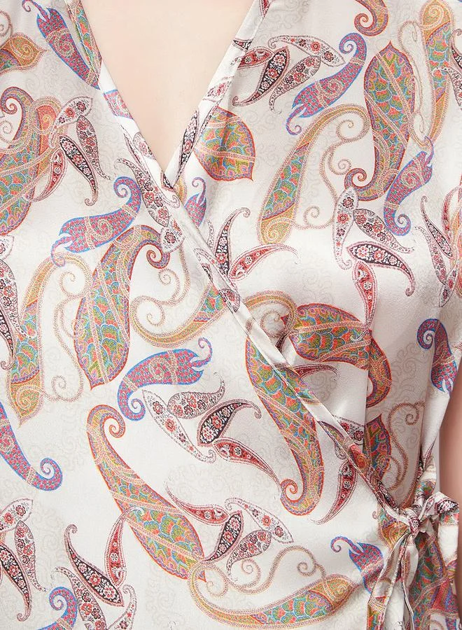 كلوفيا Satin Paisley Print Angrakha Top & Pyjama Set by Styli