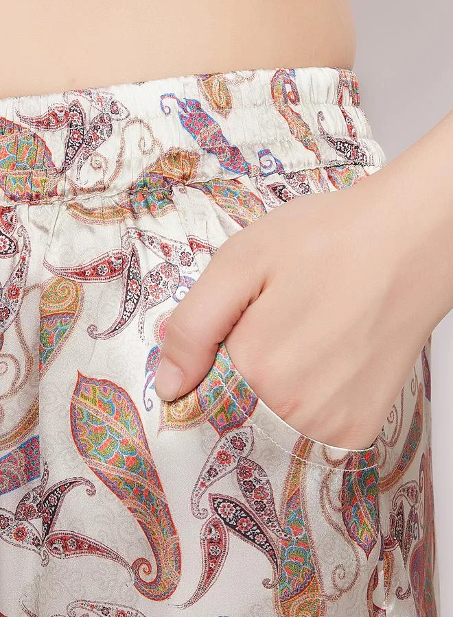 كلوفيا Satin Paisley Print Angrakha Top & Pyjama Set by Styli