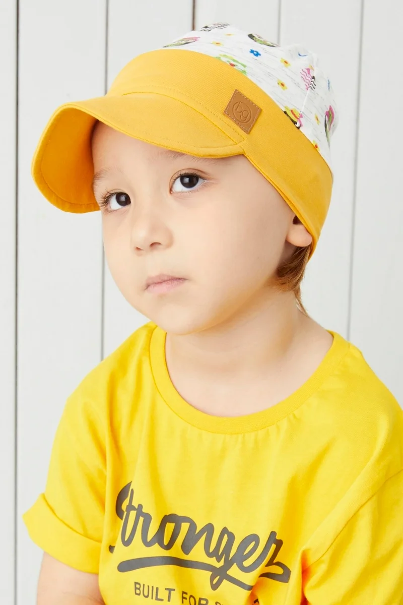 بيبيجيز Cotton Handmade Soft Boys Girls Baby Kids 4 Season Combed Cotton Hat with Visor